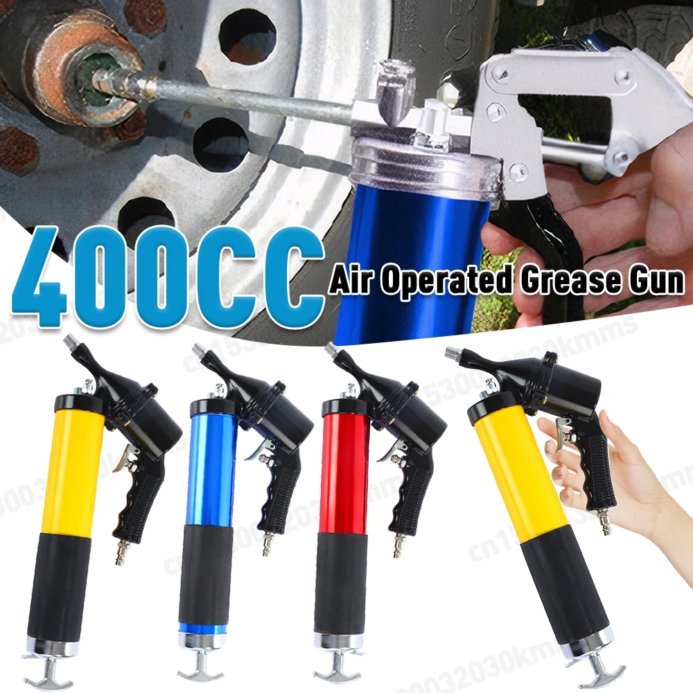 400CC Air Operated Grease Gun 6000PSI Heavy Duty Air Compressor Grease Gun Flexible Hose Pneumatic Compressor Pump 2 Coupler