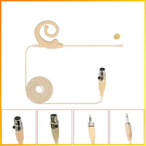 3 pin 4 PIN Mini Single Earhook Headband Headset Microphone 3.5mm Omnidirectional Electret Headworn Mic HM-19S1