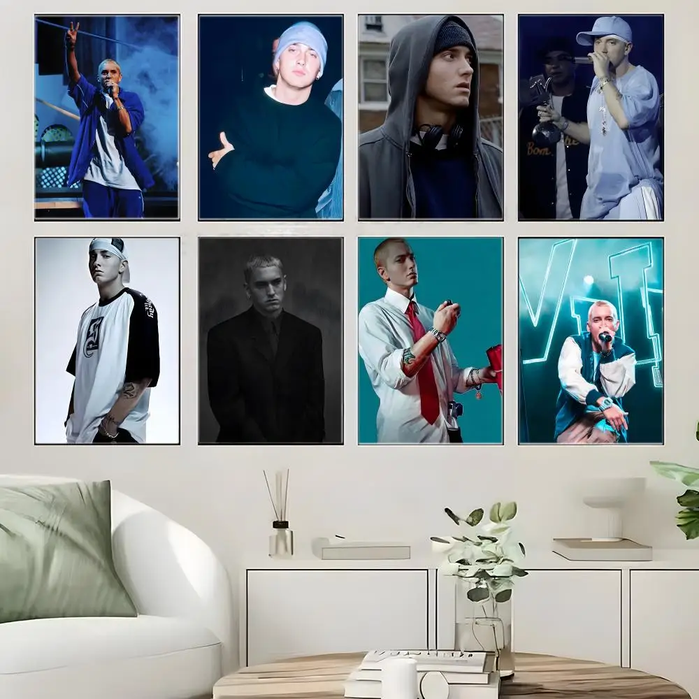HipHop Rap Superstar E-Eminem Poster  Self-adhesive Art Waterproof Paper Sticker Coffee House Bar Room Wall Decor