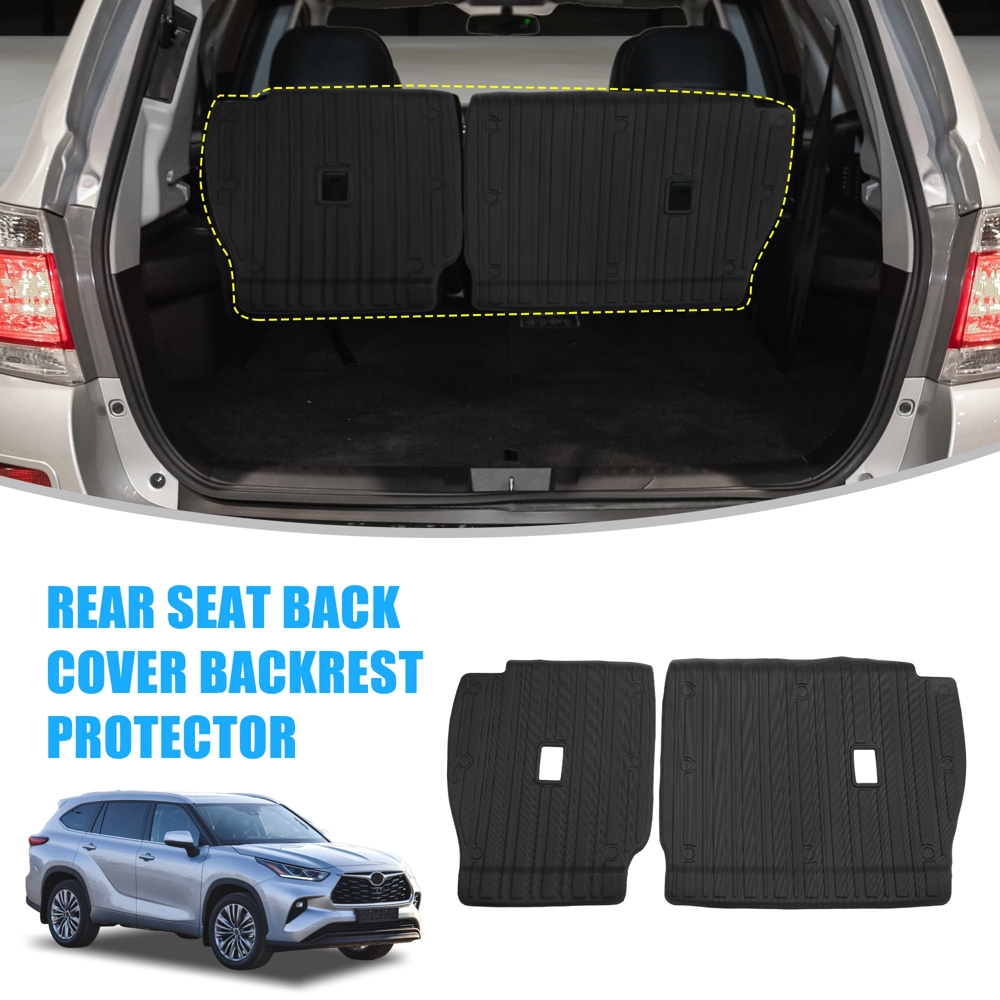 UXCELL Rear Seat Back Cover for Toyota Highlander 2020-2023 5 Seater TPE Backrest Protector with Magic Sticker Split Waterproof