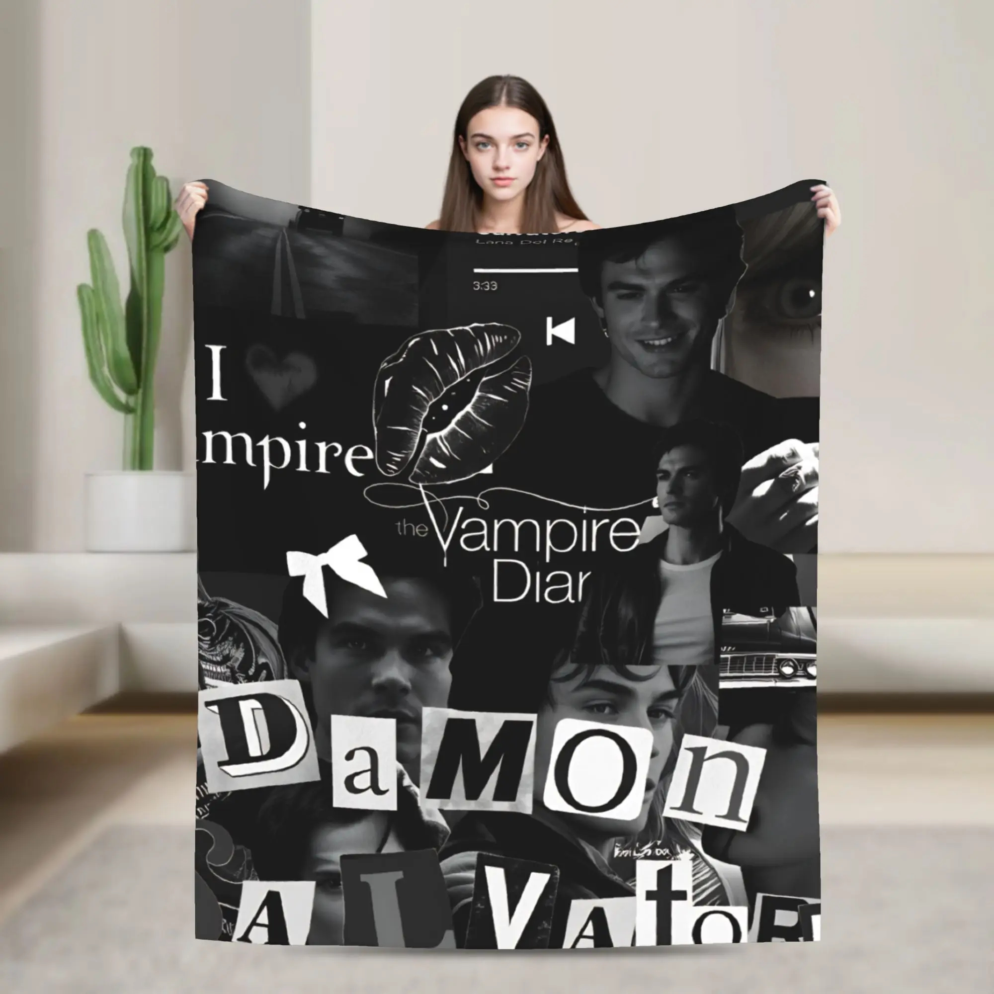 Damon Salvatore Flannel Blanket  Soft Durable Bedding Throws for Couch Bed Airplane Travel Novelty Bedspread Sofa Bed Cover