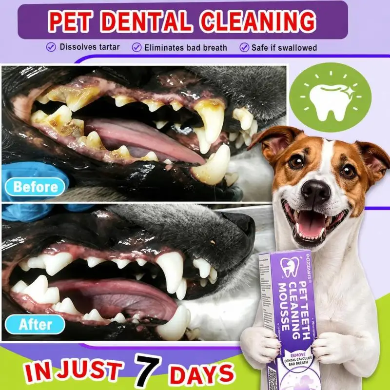 Pet Oral Cleaning Mousse Toothpaste Foam Safe Formula For Dog Cat Use Freshen Pet Mouth Breath Gentle Teeth Care Foam For Daily Home Pet Grooming Routine