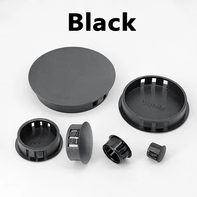 Black Plastic Snap on Hole Plug Round Furniture Hole Cover Nylon Blanking End Caps Seal Covers 5mm~50mm
