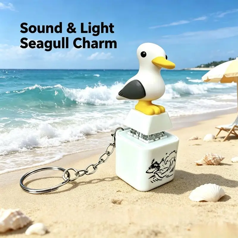 Mini Cute Seagull Keyboard Fidget Keychain Finger Clicker Decompression Toy for Adult Travel Anxiety Relief Accessory