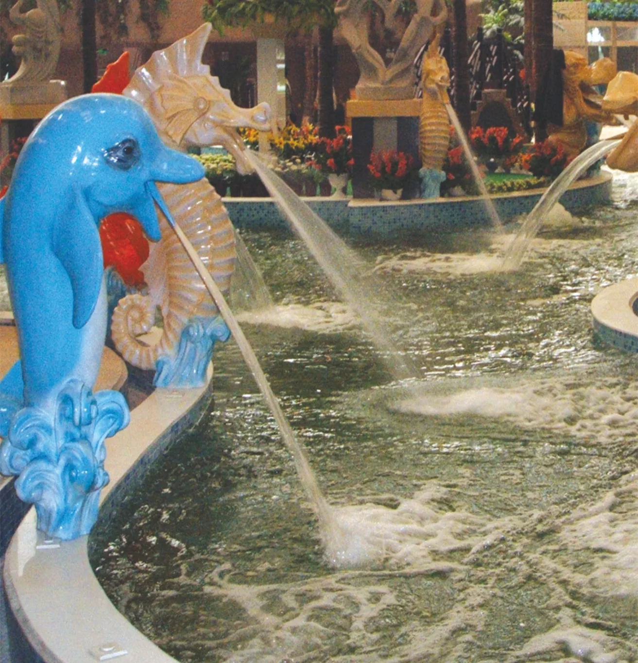 STLF New Cartoon Shark Shape Beautiful Garden Decoration Water Fountain Outdoor Pool Artificial Water Spa Nozzle Fountain