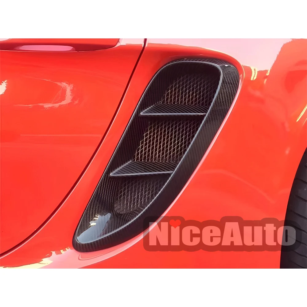 

Replacement Style for Porsche 718 Cayman Boxster 2017 - 2021 Real Carbon Fiber Car Side Fender Vents Air Intake Cover Grilles