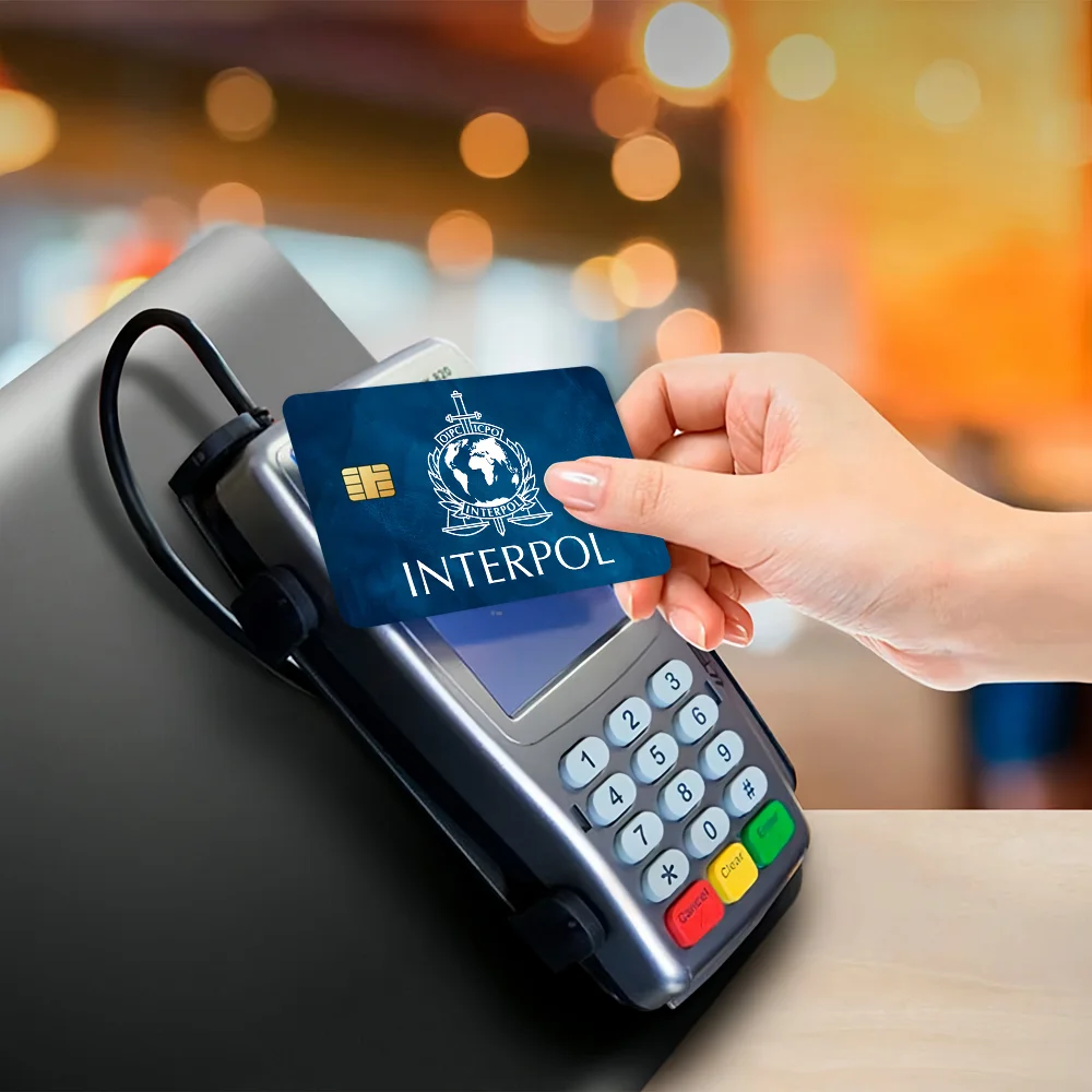 ملصقات بطاقات الائتمان المزخرفة المقاومة للماء من Interpol، 4 قطع من ملصقات حافلة البنك للديكور الأمامي للخصم