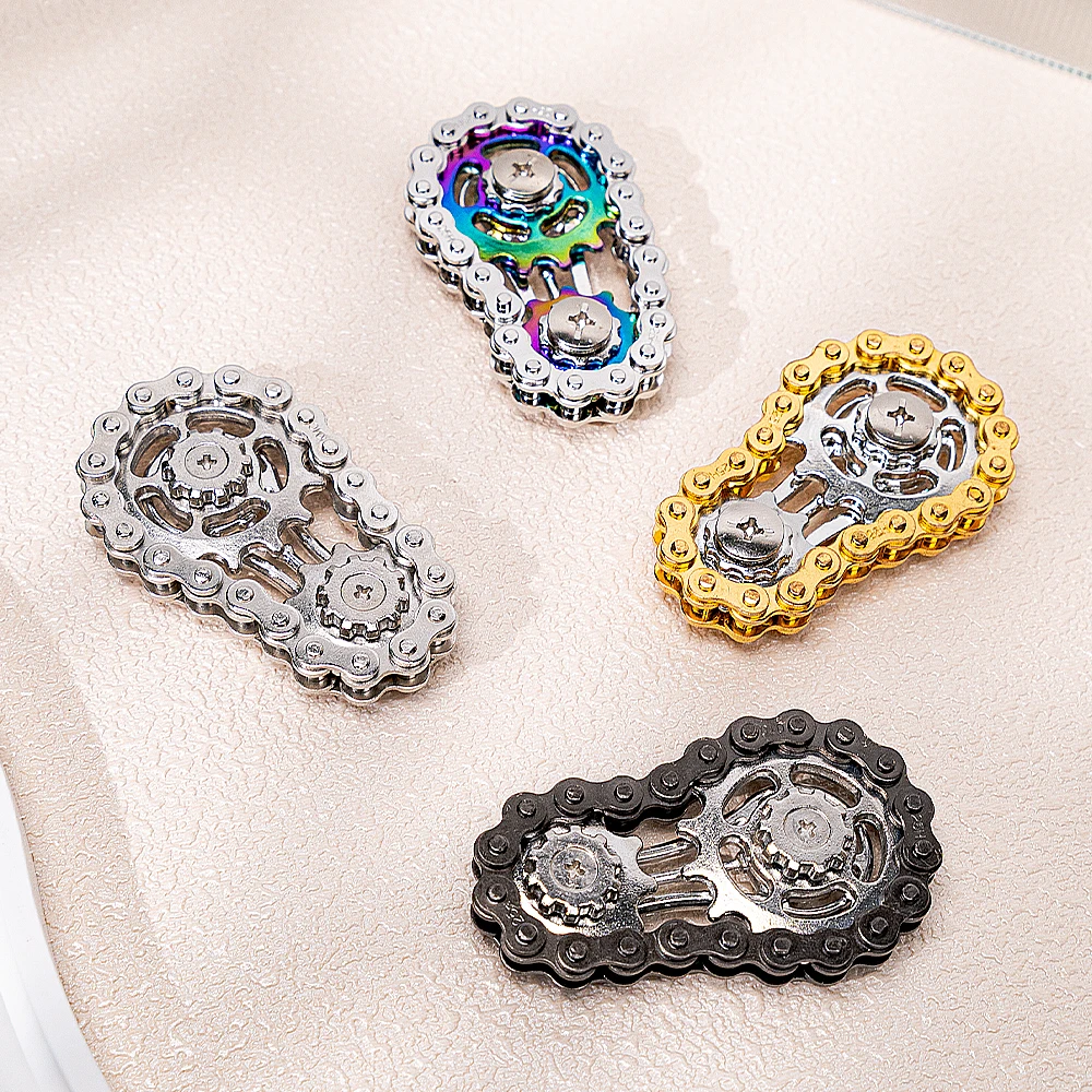 Pignons volant d'inertie gyroscope Fidget Spinner anti-stress anxiété chaînes de vélo en métal EDC Spinner Fidget jouets pour enfants adultes