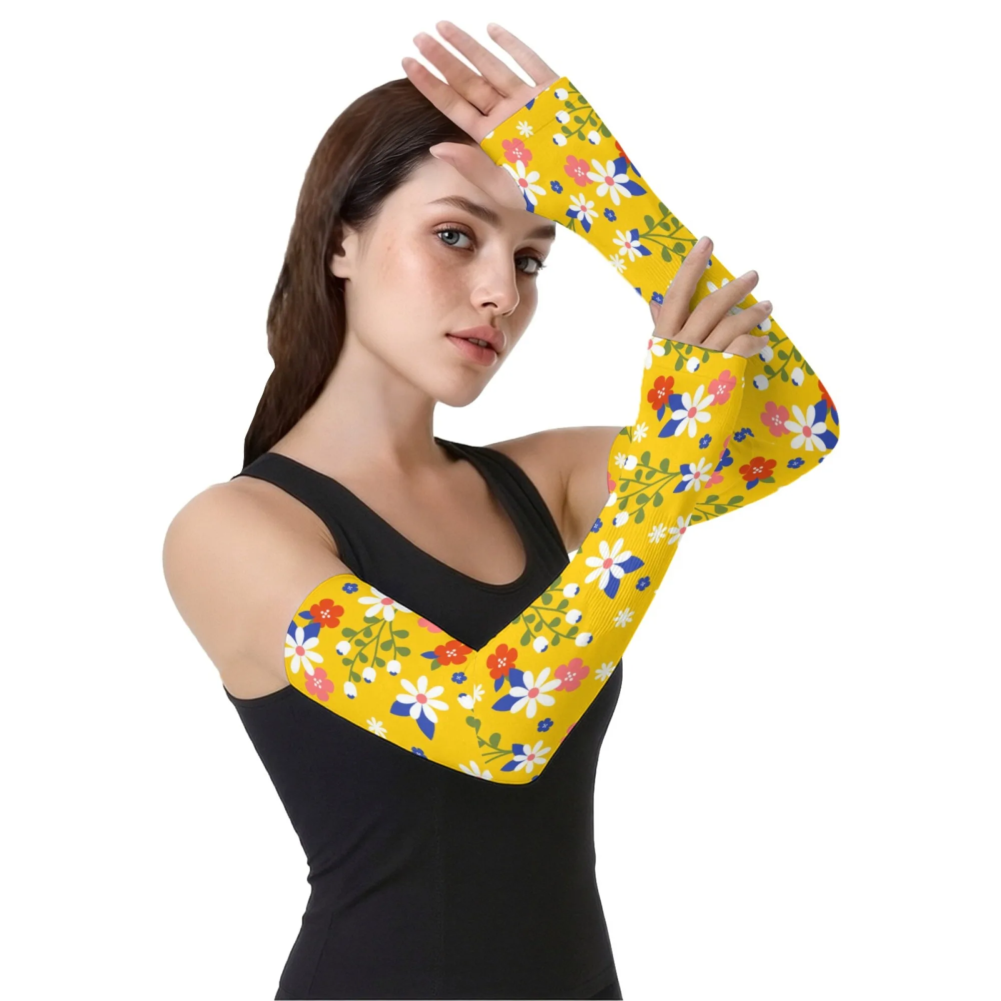 

Pastoral Style Cooling Arm Sleeves Sun Protection Covers Breathable Comfortable Anti-Slip UV Sleeves with Thumb Hole Unisex