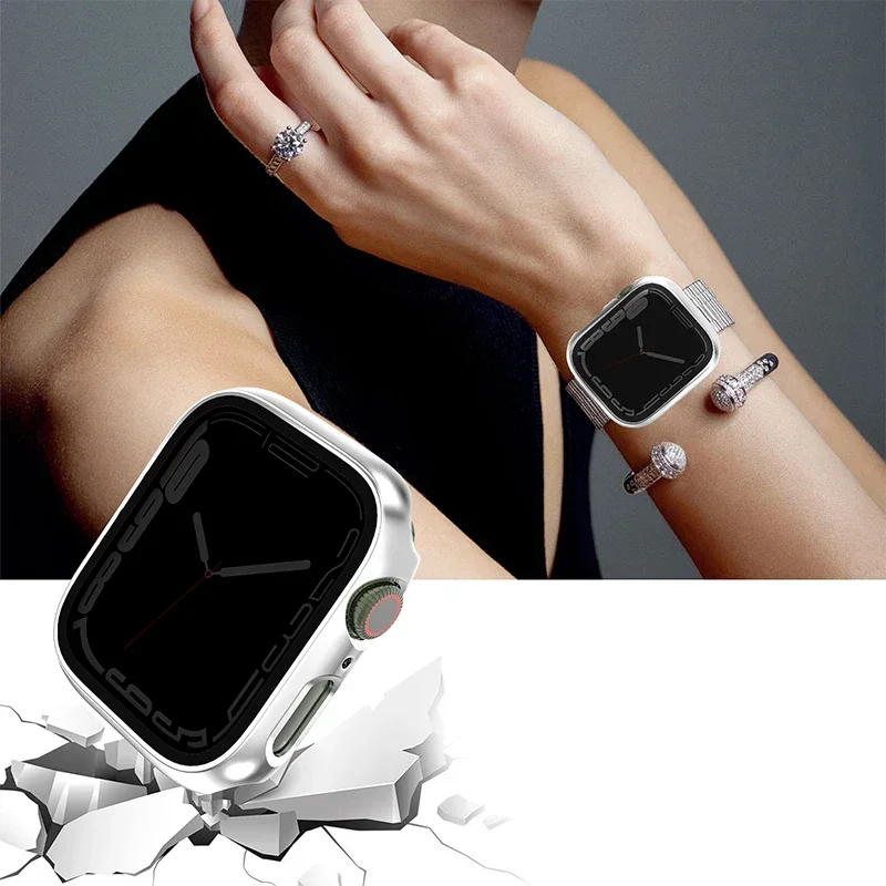 Pokrowiec na Apple Watch serii 6 5 4 SE 2 40mm 41mm hartowane szklany ochraniacz ekranu dla iWatch 9 8 7 45mm 44mm 49mm Ultra