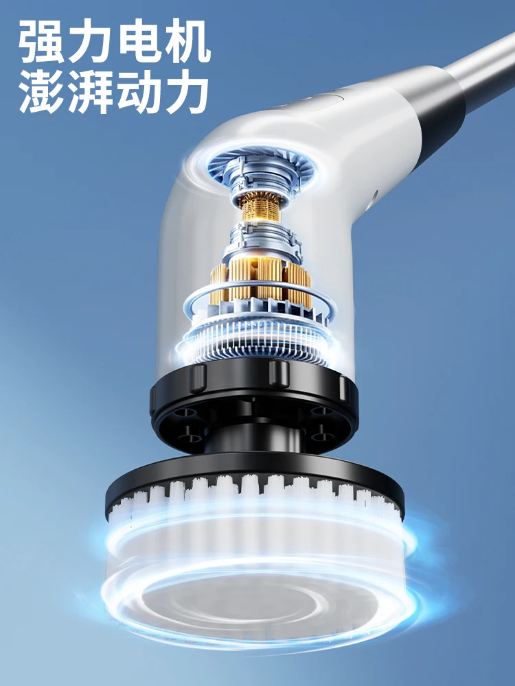 فرشاة تنظيف كهربائية مقاومة للماء بمقبض طويل للمرحاض، فرشاة أرضية منزلية متعددة الوظائف، فرشاة أرضية الحمام الكهربائية