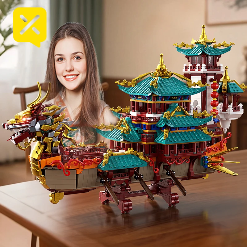 BLOCX 2453PCS Quebra-cabeça estilo chinês kits de construção modelo DIY brinquedos educativos montagem tijolos brinquedos para presentes de feriado para meninos adultos