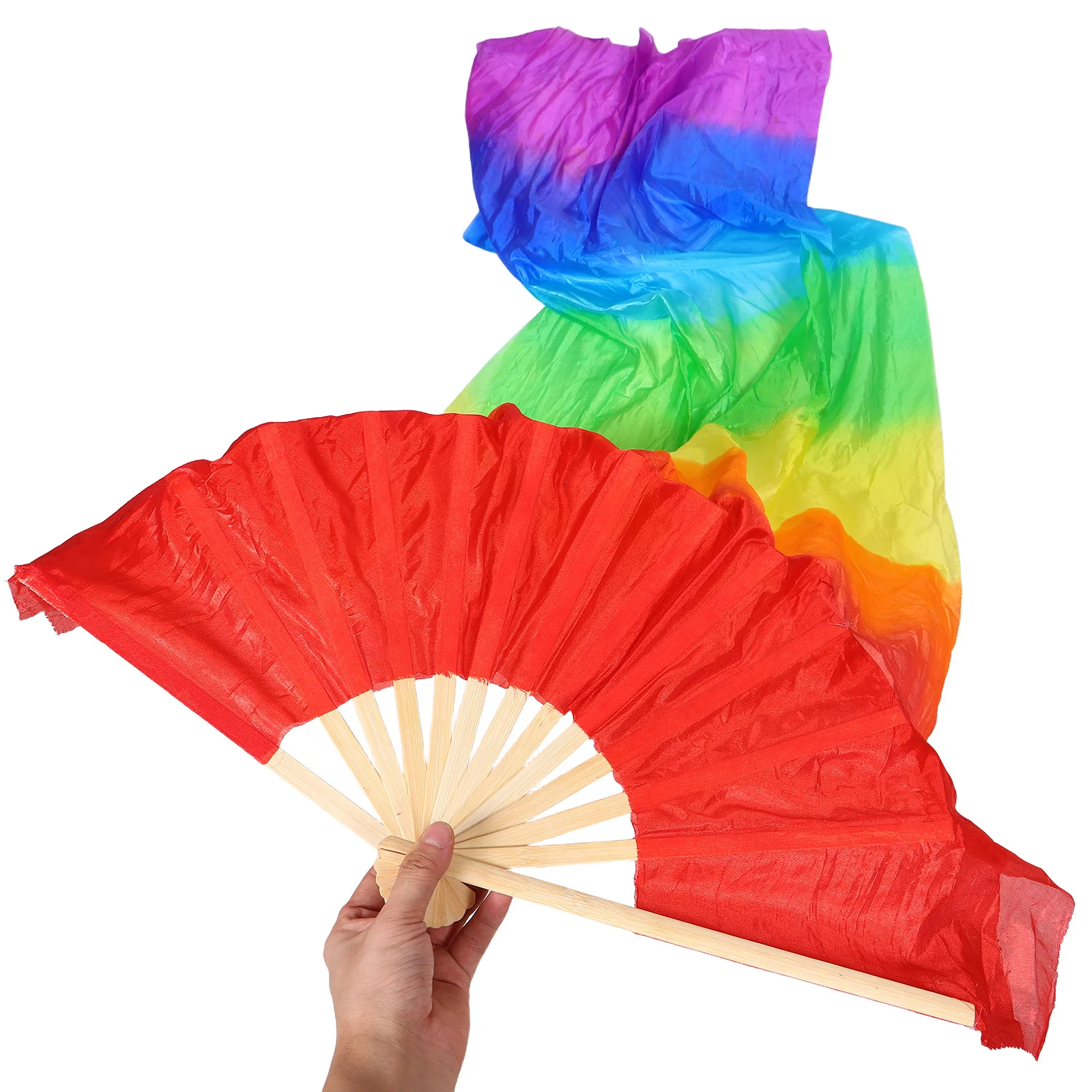 مروحة الرقص التدرج الملونة 180 سنتيمتر طويلة الرقص الشرقي الحرير الحجاب مرحلة الأداء الدعامة مروحة اليد خفيفة الوزن للنساء