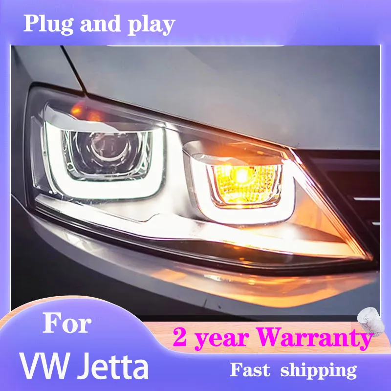 

Car Styling Head Lamp for VW Jetta Headlight 2011-2015 DRL Turn Signal Low High Beam Projector Lens