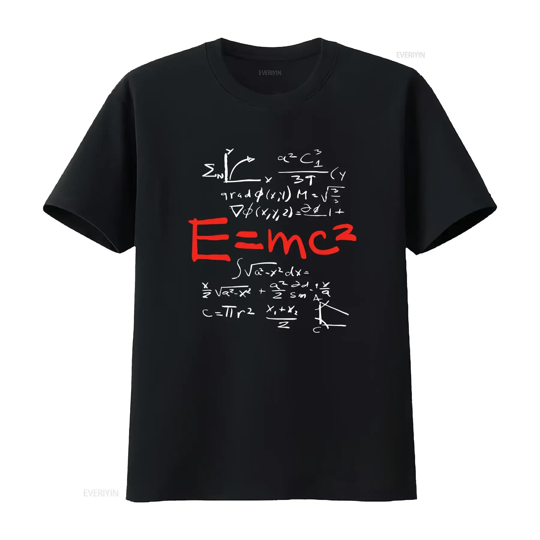 Relativity Theory E Mc2 Physics T Shirt 100 180G with Red Mathematical Equations Casual Crew Neck for Men Perfect Outdoor