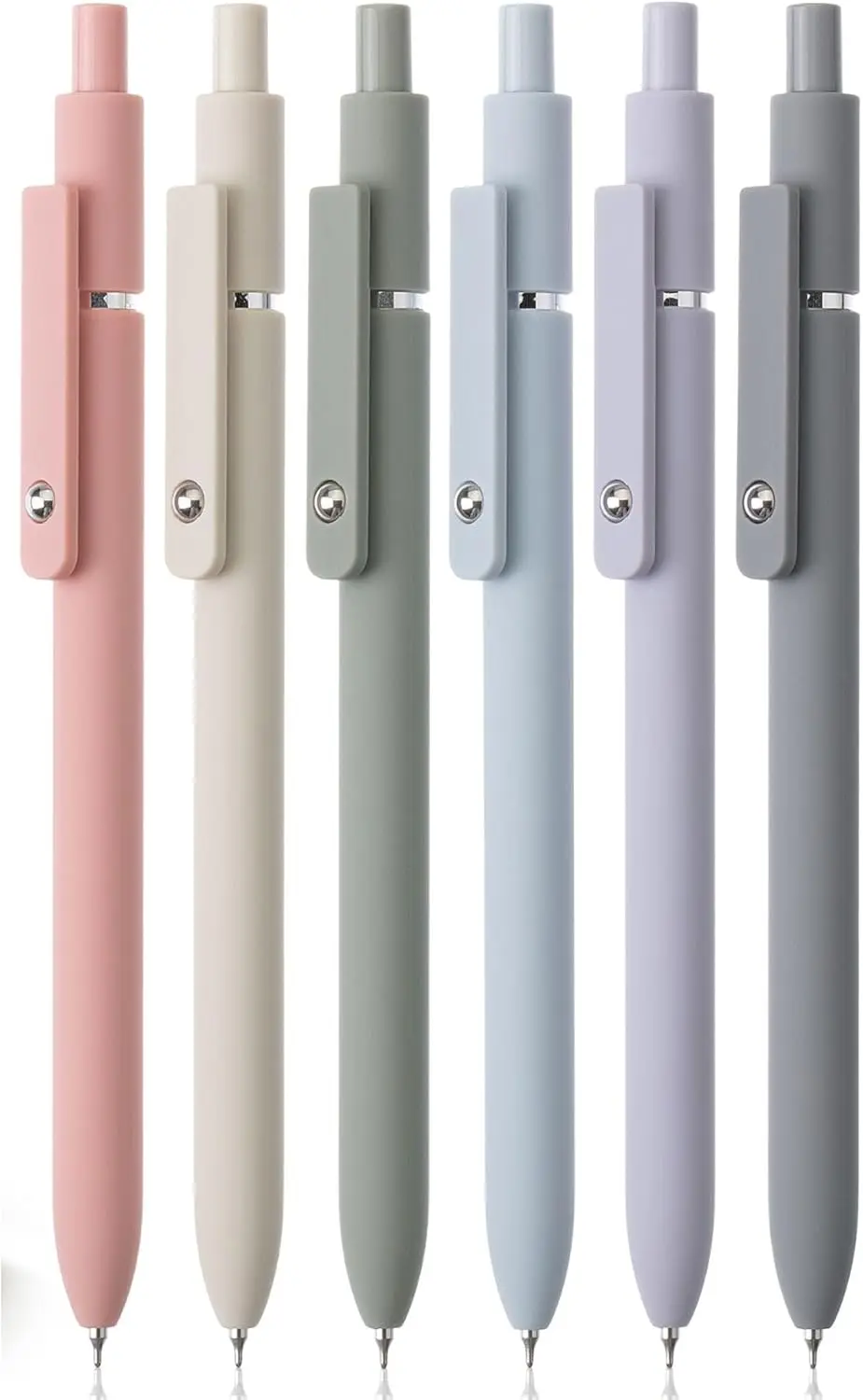 

Retractable Fine Point Gel Pens, 6-Pack, Morandi Barrels, Fast-Dry Black Ink, 0.5mm for Journaling