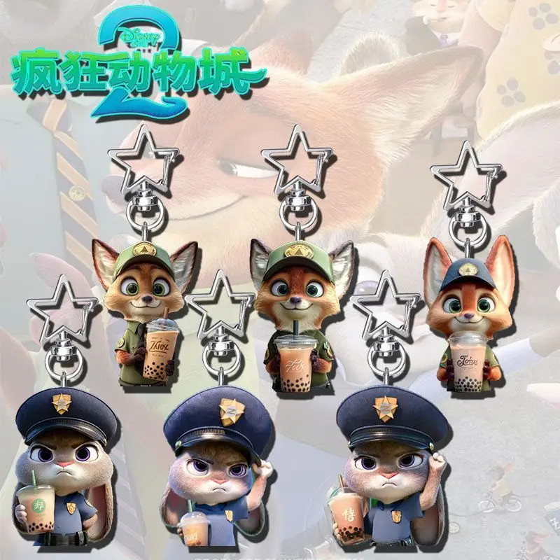 

Disney Zootopia Nick Judy аниме мультфильм милый акриловый кулон со звездой брелок креативный Kawaii пара одинаковый рюкзак Шарм подарок