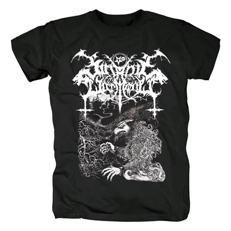 Thick cotton T-shirt, black men's T-shirt, retro T-shirt, new Satan Warmaster band album