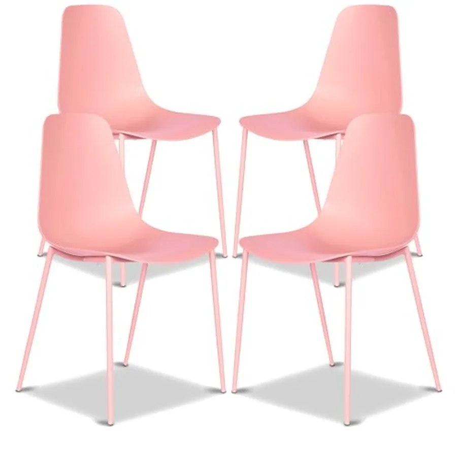 

Набор из 4 современных кухонных стульев Isla – пластиковые обеденные стулья с металлическими ножками – простая сборка, пластиковые стулья для кафе, для использования в помещении