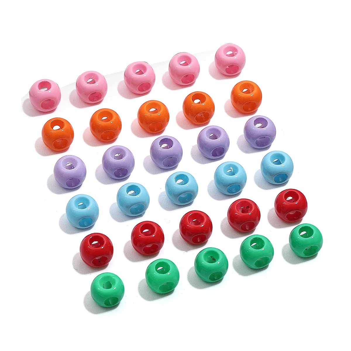 50Pcs 8×6mm Acrylic Four-Way Hole Small Beads Solid Color Loose Beaded For Jewelry Making Handmade DIY Bracelets Necklaces