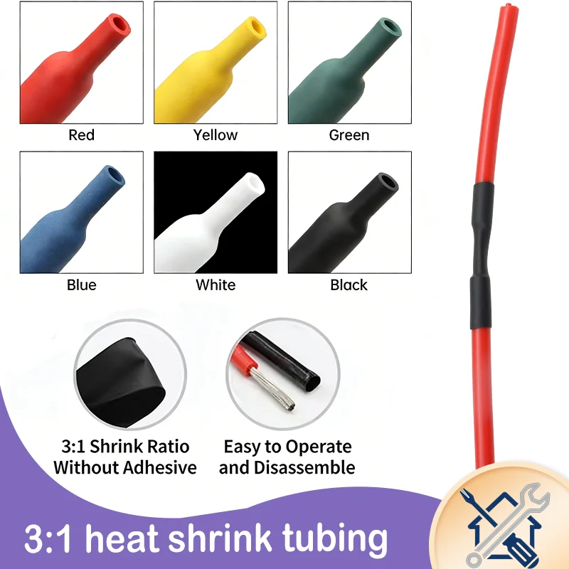 

ID 1.5-50mm No-Adhesive Heat Shrink Tubing Polyolefin Waterproof Insulated Cable Protection Sleeve for Electronic Components