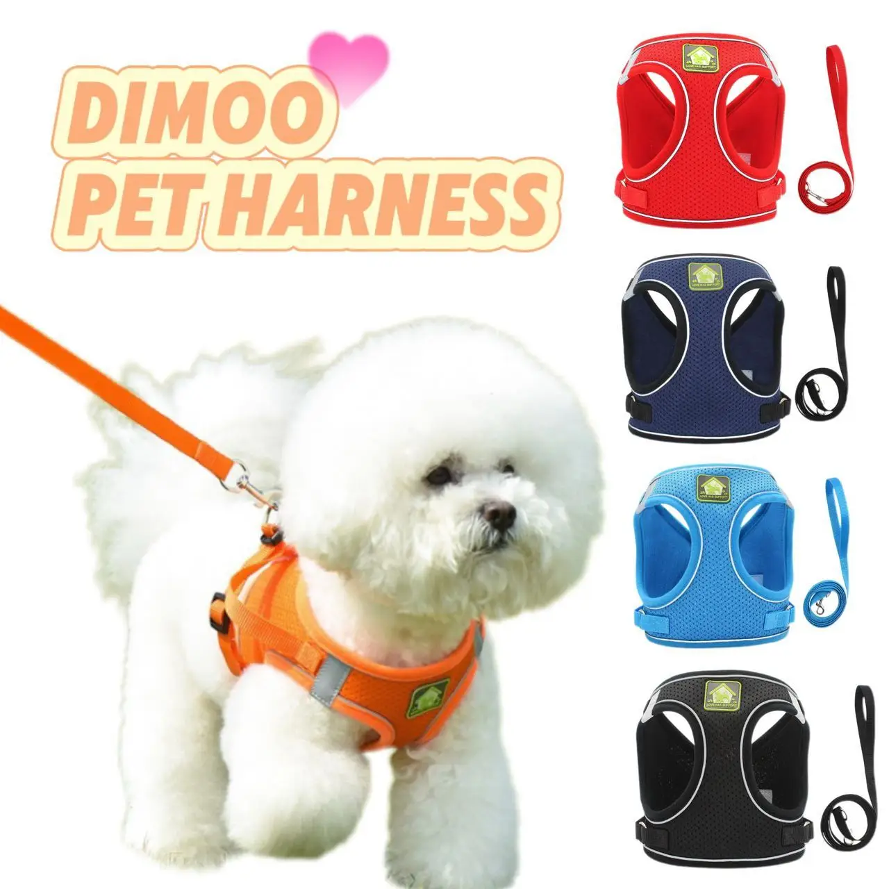 

Adjustable Breathable Pet Dog Cat Harness and Leash Escape Proof Cat Vest Harness Puppy Dog Kitten Leads Reflective Cat Collar