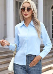 Women Spring Autumn Style Blouses Shirts Lady Office Work Wear Long Sleeve Turn-down Collar OL Blouse Tops