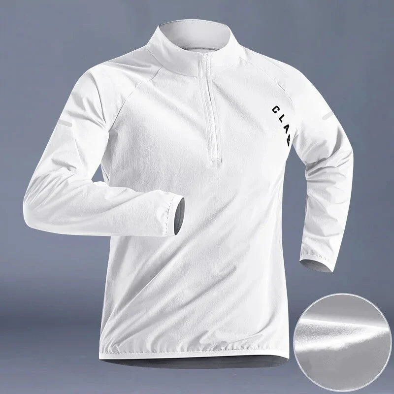 Quick Drying Fitness T-Shirt Casual Jacket Men Outdoor Running Sport Tracksuit Waterproof Windproof Windbreaker Workout Clothing