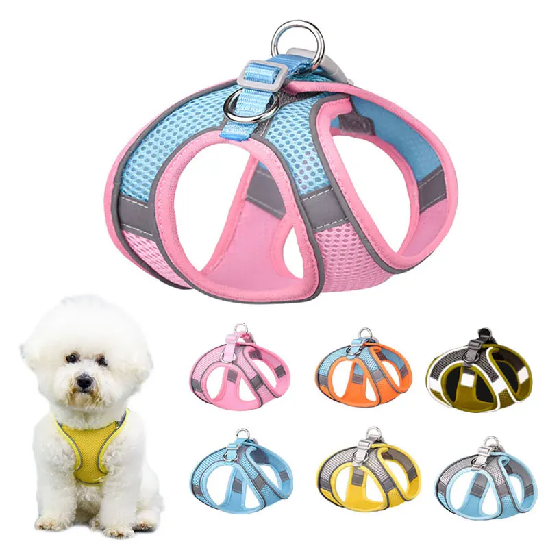 Pet Dog Harness Leash Reflective Breathable Mesh Vest No Pull Safety Luxury for Small Medium Large Pug Teddy Bulldog XXS-L Soft