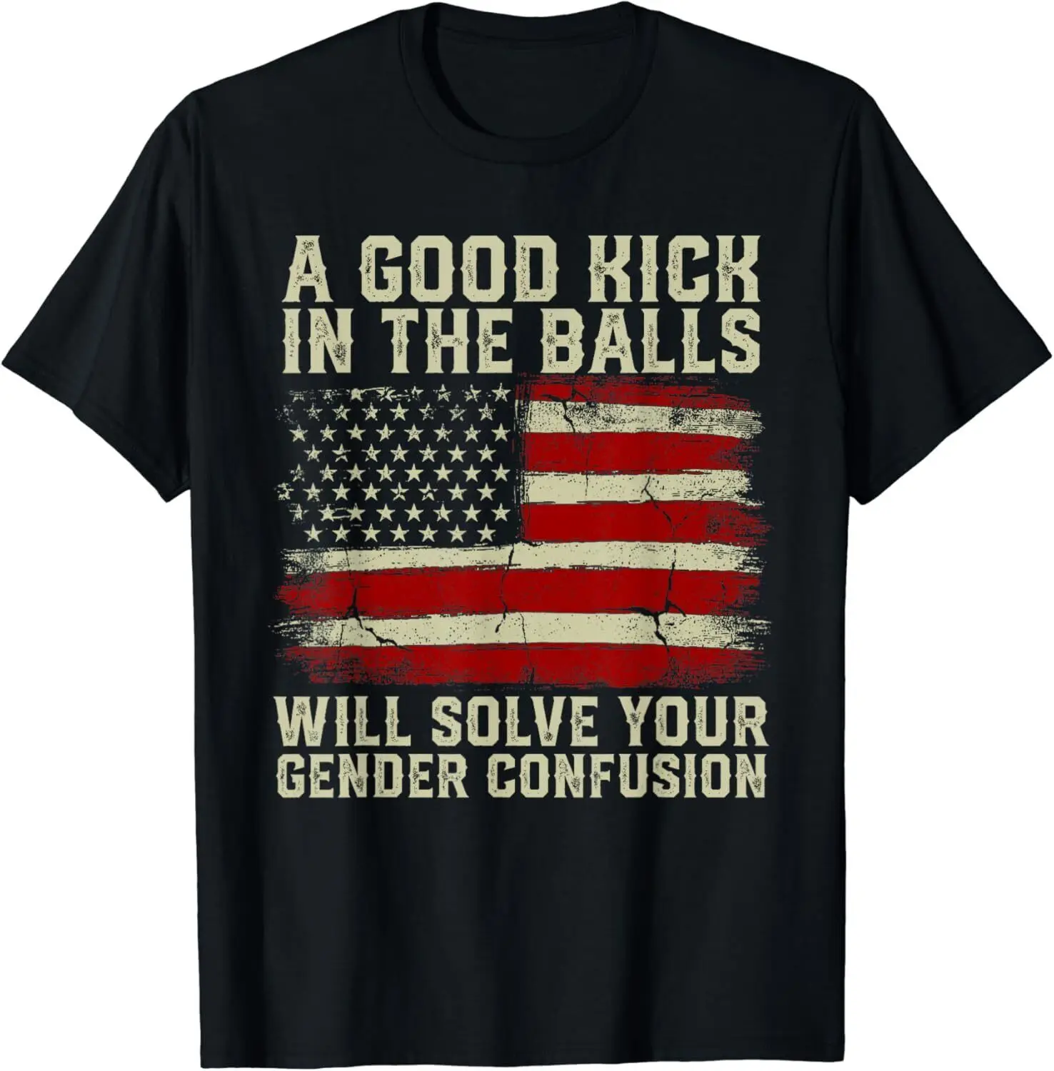 NEW! Good Kick In Balls Will Solve Your Gender Confusion T-Shirt - MADE IN USA