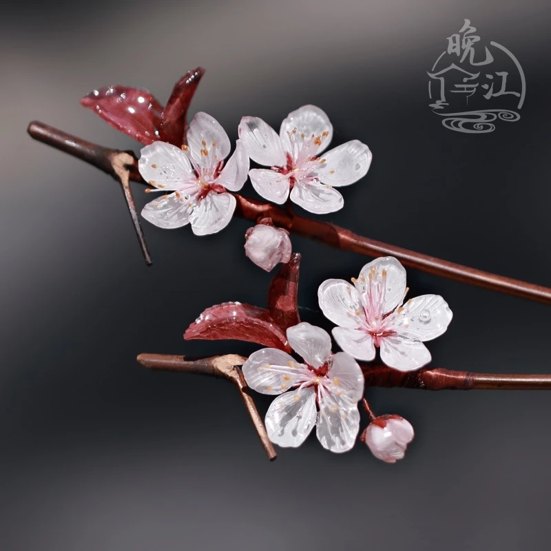 1pc Chinese Plastic cherry blossoms Flower Hairpin Hair Stick Kanzashi Kimono Hanfu Wood Hair Accessories Headwear  Gift