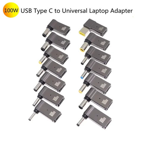 Adaptador de carga rápida USB tipo C de 100W, conector Universal, convertidor de cargador de ordenador portátil USB C para Dell, Asus, Hp, Acer, Lenovo
