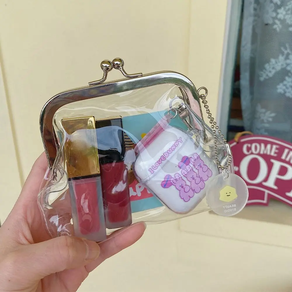 Simple Multifunctional Transparent Coin Purse Storage Portable Mini Mouth Clip Bag Travel Fashion Lipstick Bag Women's