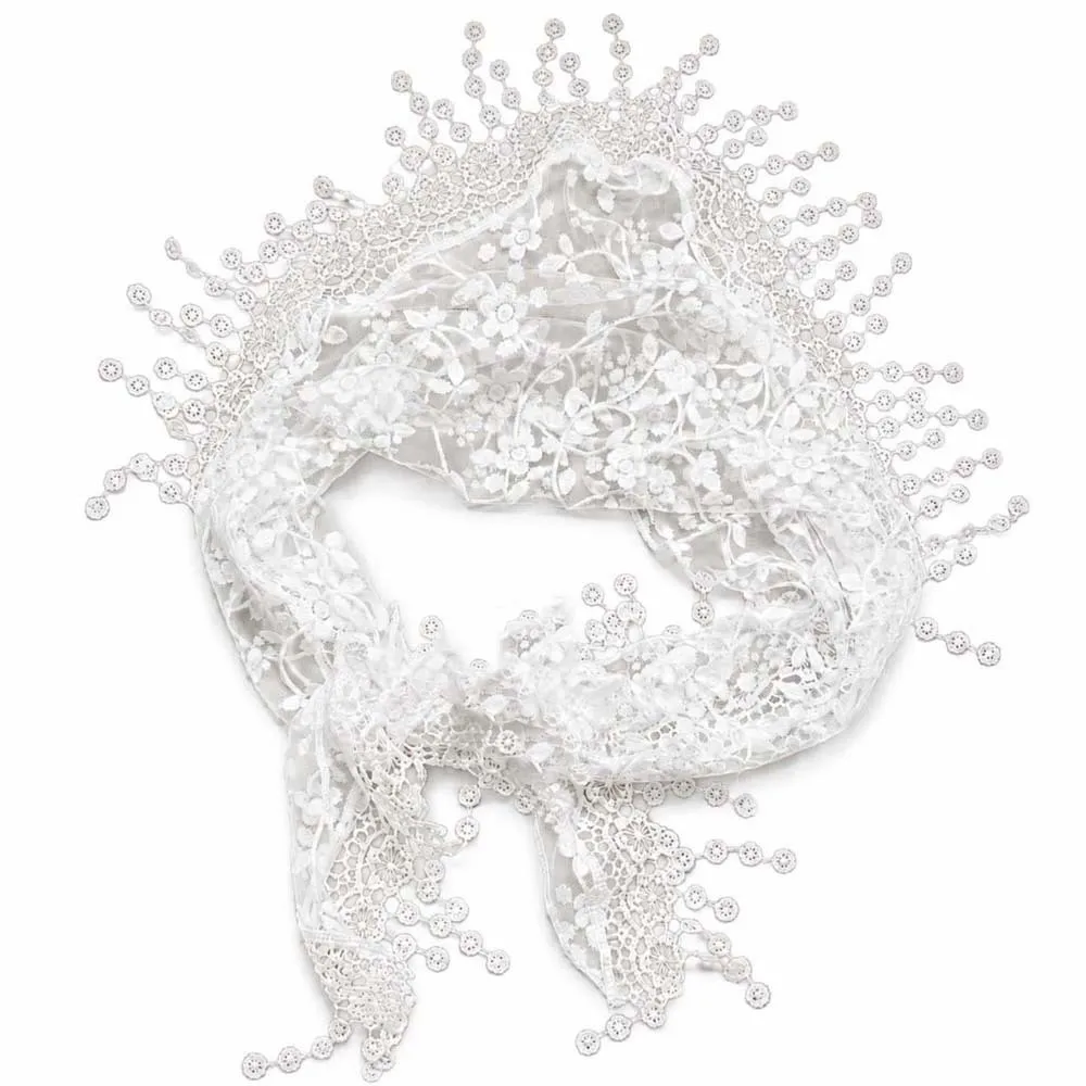 Floral Patterns Fringe Waist Belt Mesh Texture Tie Closure Chic Tassel Wrap Lightweight Material Elegant Embroidery