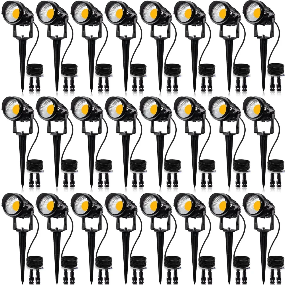 

24 Pack Low Voltage Landscape Lights LED 12W Landscape Lighting with connectors AC/DC 12V-24V Outdoor Spotlight IP65 Waterproof