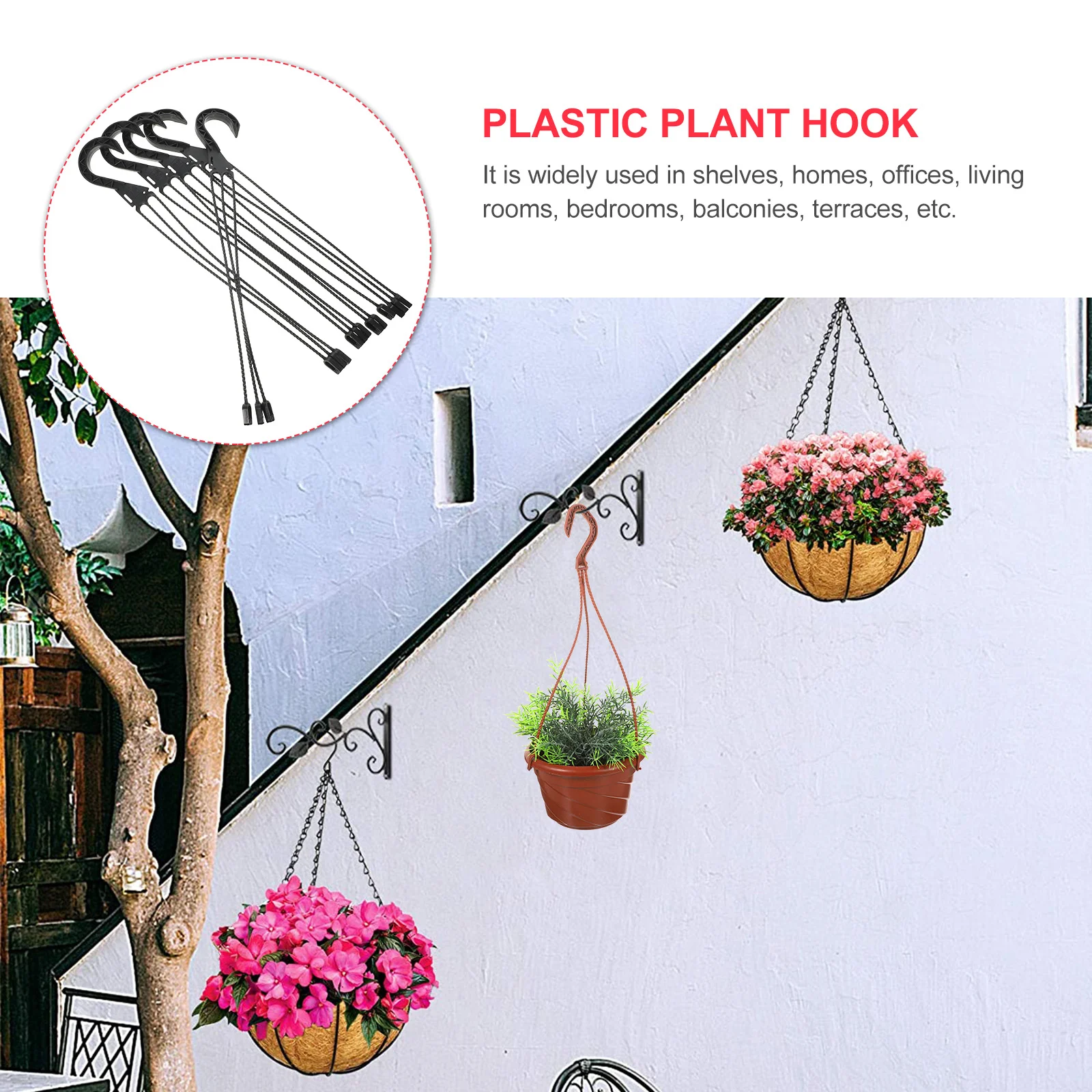 5 Pcs Succulent Flowerpot Hanging Basket Basin Water-absorbing Hook Hangers Chains for Garden Use Plant Plastic Planter Holders