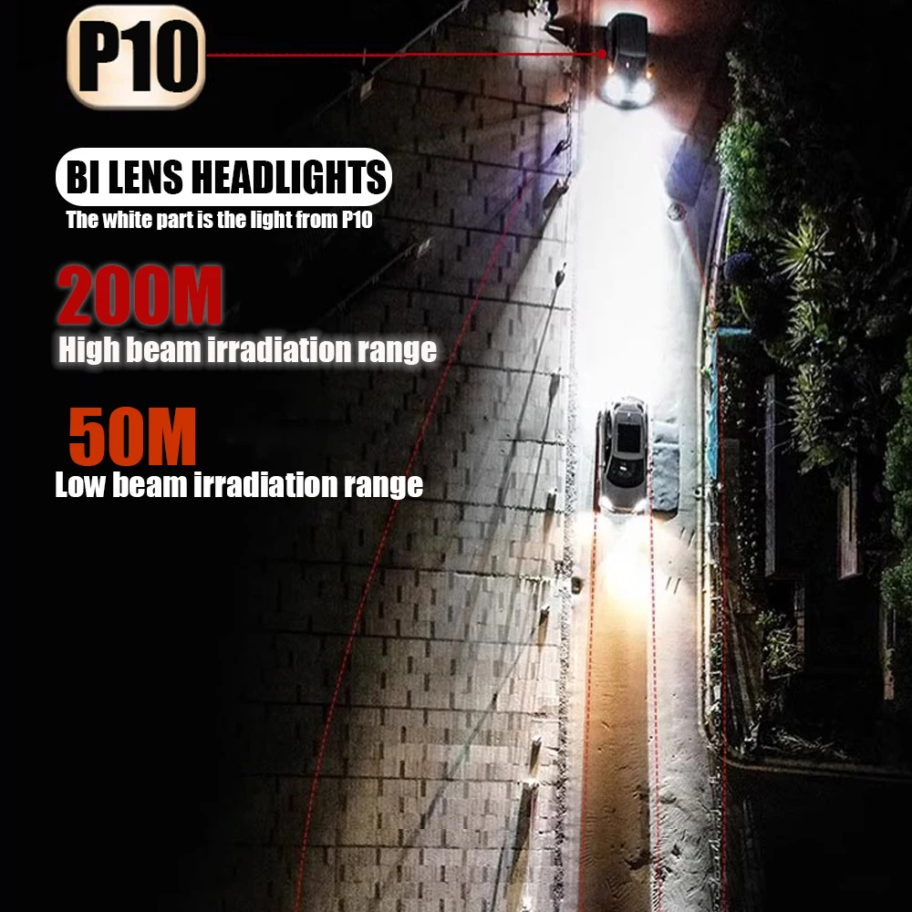 90W 2.5\'\' Bi-Led Lens for H1 H4 H7 9005/9006 Socket Car Headlight Retrofit Upgrade Full Kit with LED Shrouds White