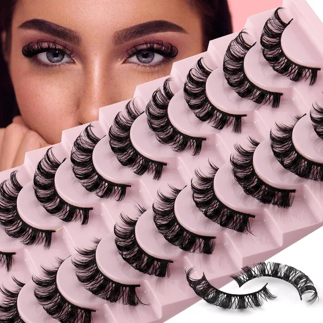10 par rosyjskich rzęs w paski DD Curl sztuczne rzęsy puszyste delikatne sztuczne rzęsy z norek
