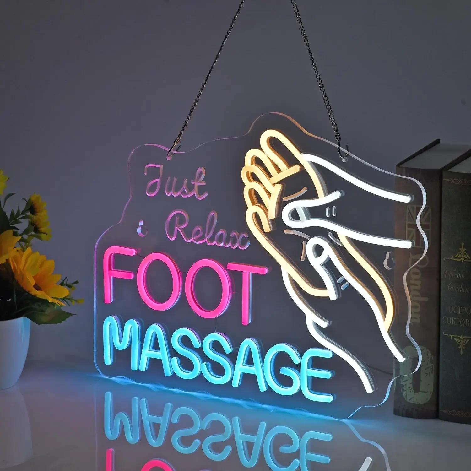 Foot Massage Neon Sign LED Dimmable Neon Light for Foot Relax Massage Room Foot Baths Spa Salon Wellness Center Wall Decor Gift