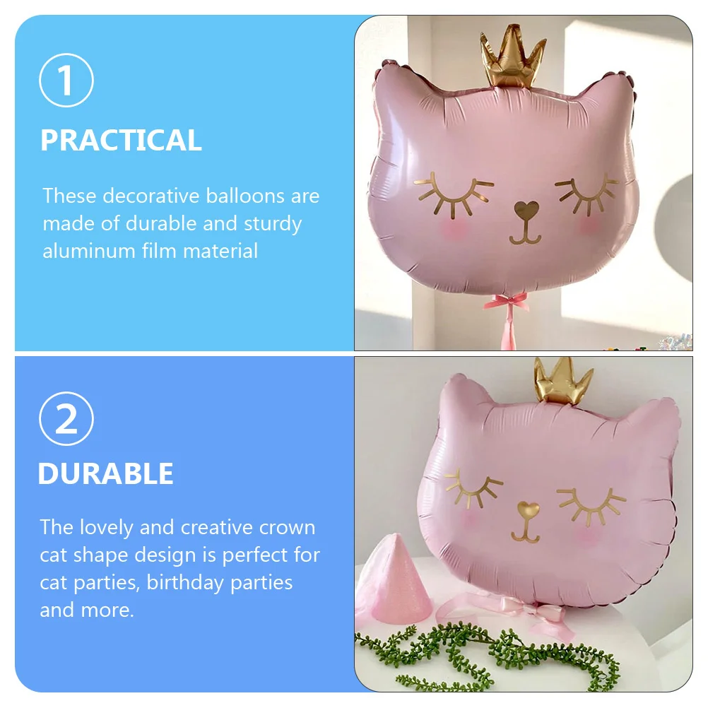 

5Pcs Crown Cat Foil Balloon Cute Cartoon Animal Party Supplies Birthday Decor Hanging Balloons Cat Foil Balloon