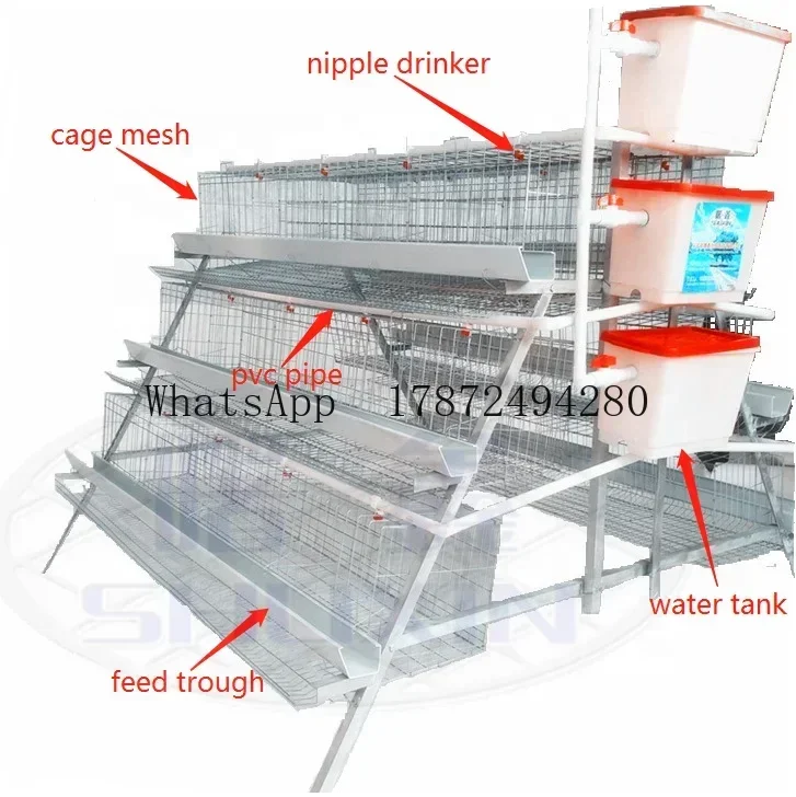 4 Tiers 128 Chickens Breeding Poultry Layer Cage Galvanized Battery Laying Hens Chicken