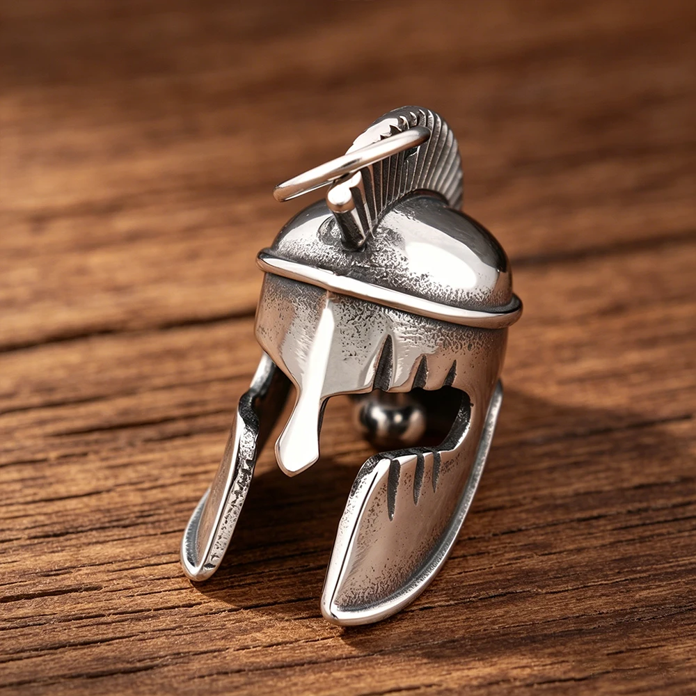 Spartan Helmet Spirit Bell Necklace Unisex Antique Stainless Steel Riding Talisman Collector Gift Dropshipping