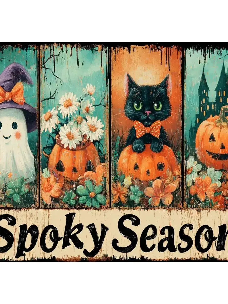 1 Stück 40x50 cm/15,74*19,7 Zoll Niedlicher Kürbis für Halloween, gestempeltes Kreuzstich-Set, DIY-Set 11CT/14CT, Wanddekoration, Vollstickerei – Detail 1