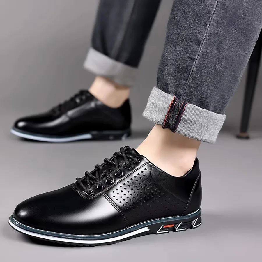 

Brand New Dress Shoes for Men Casual Fashion PU Leather Shoes Vent Summer Breathable Formal Wedding Shoes for Male