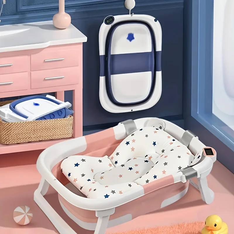 

Baby bathtub, lightweight and foldable, portable bathtub, To the temperature display, equipped with bath pad and drainage hole