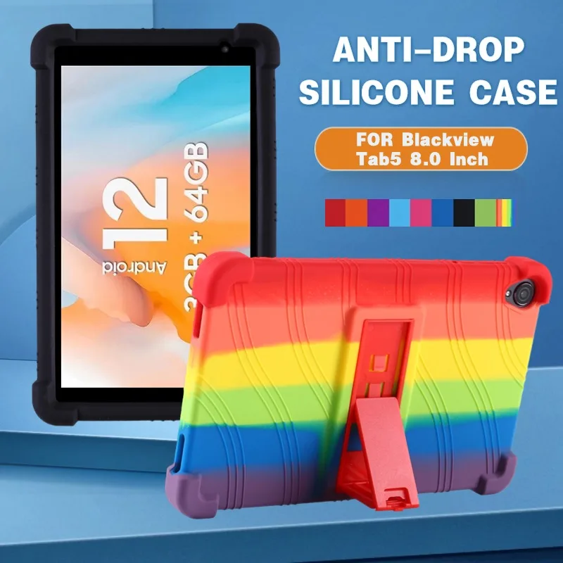 For Blackview Tab5 8.0 Inch Tablet Cover Shockproof Soft Silicone Cases for Blackview Tab 5 Tab Kids Case Stand Protective Shell