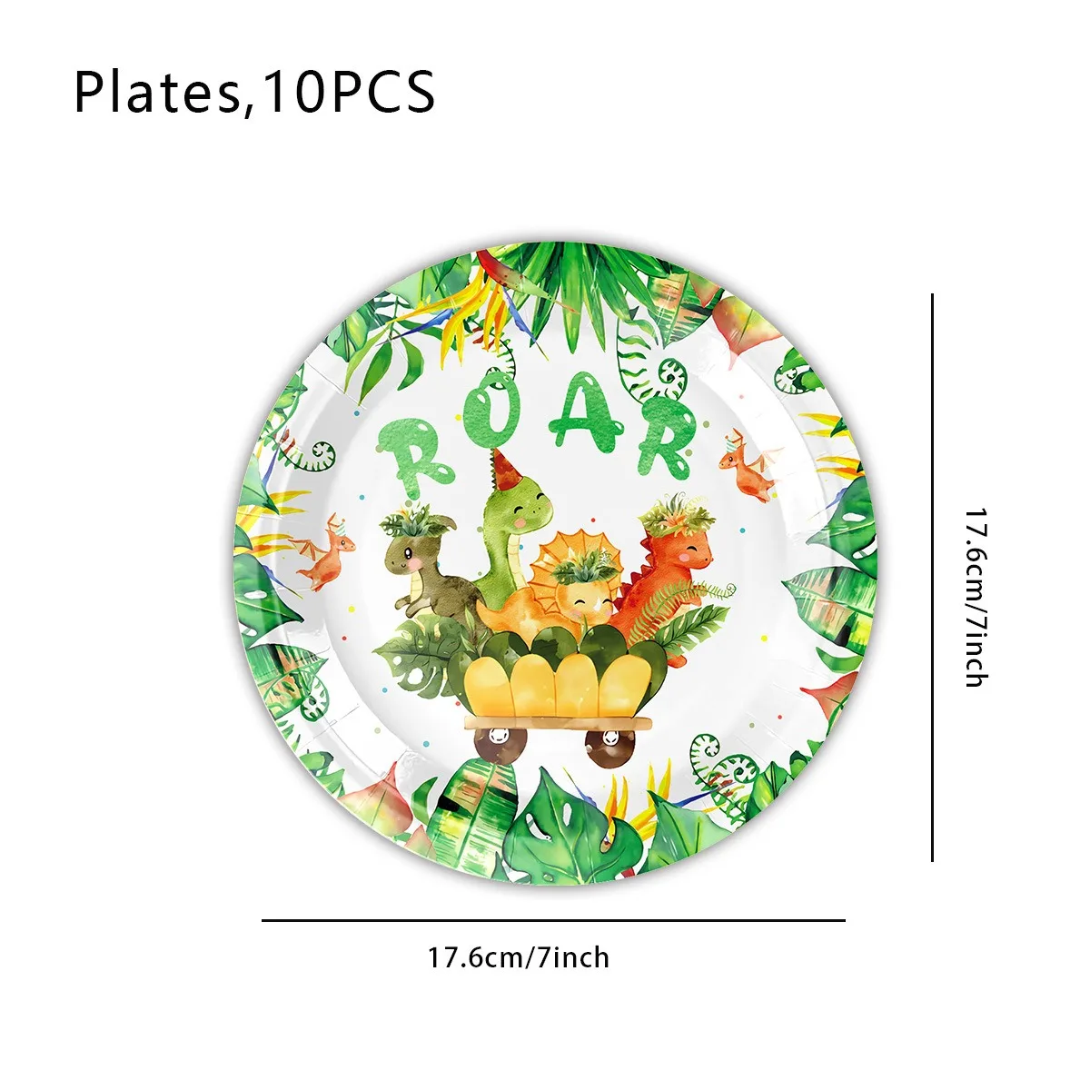 10pcs Cartoon Dinosaur Disposable Tableware Roar Dinosaur Paper Plate Napkins Cups Happy Jungle Dino Birthday Party Decor