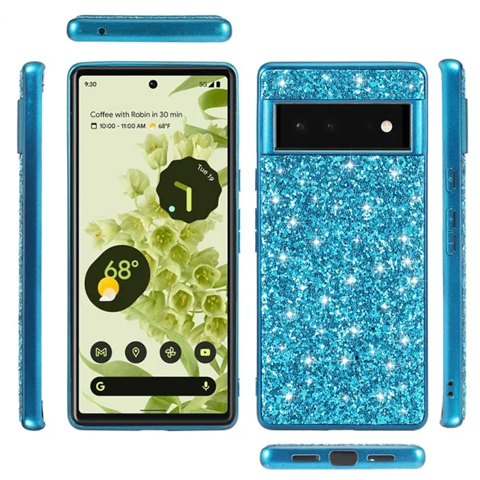 luxury Glitter Back Case For Google Pixel 6 6A Pro 7A 7Pro 8  Paillette Bling Bling Twinkle shining Shockproof Soft Slim Cover