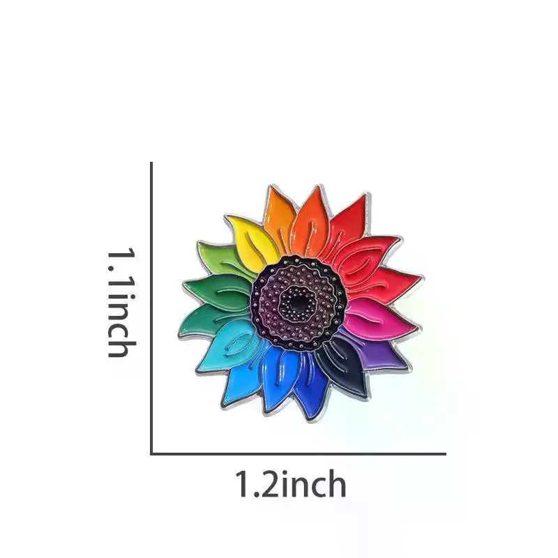 Rainbow Sunflower Enamel Pin Collar Lapel Badge Backpack Clothing Accessories Fashion Jewelry Gift For Party Daily Wear view 5
