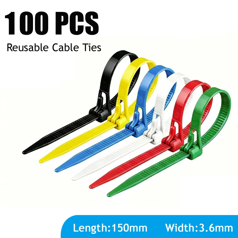 50/100pcs Zip Ties High Tensile Strength Releasable Wire Ties Heavy Duty Cable Zip Ties Nylon for Indoor Outdoor Workshop